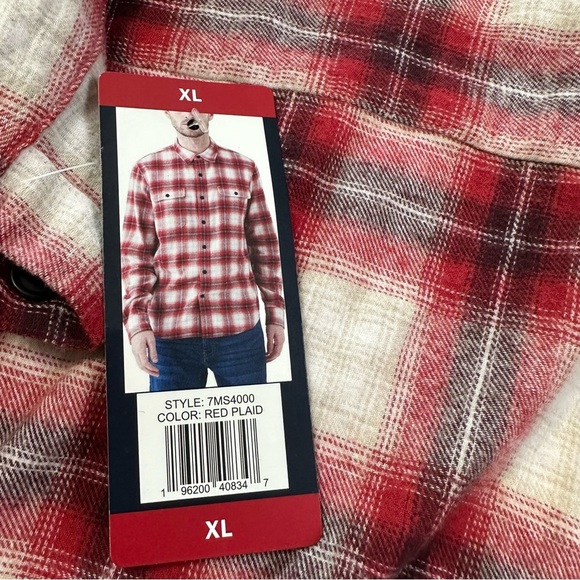 NWT Lucky Brand Men’s Flannel Plaid Shirt Size XL Classic Red and White Western - Picture 11 of 12
